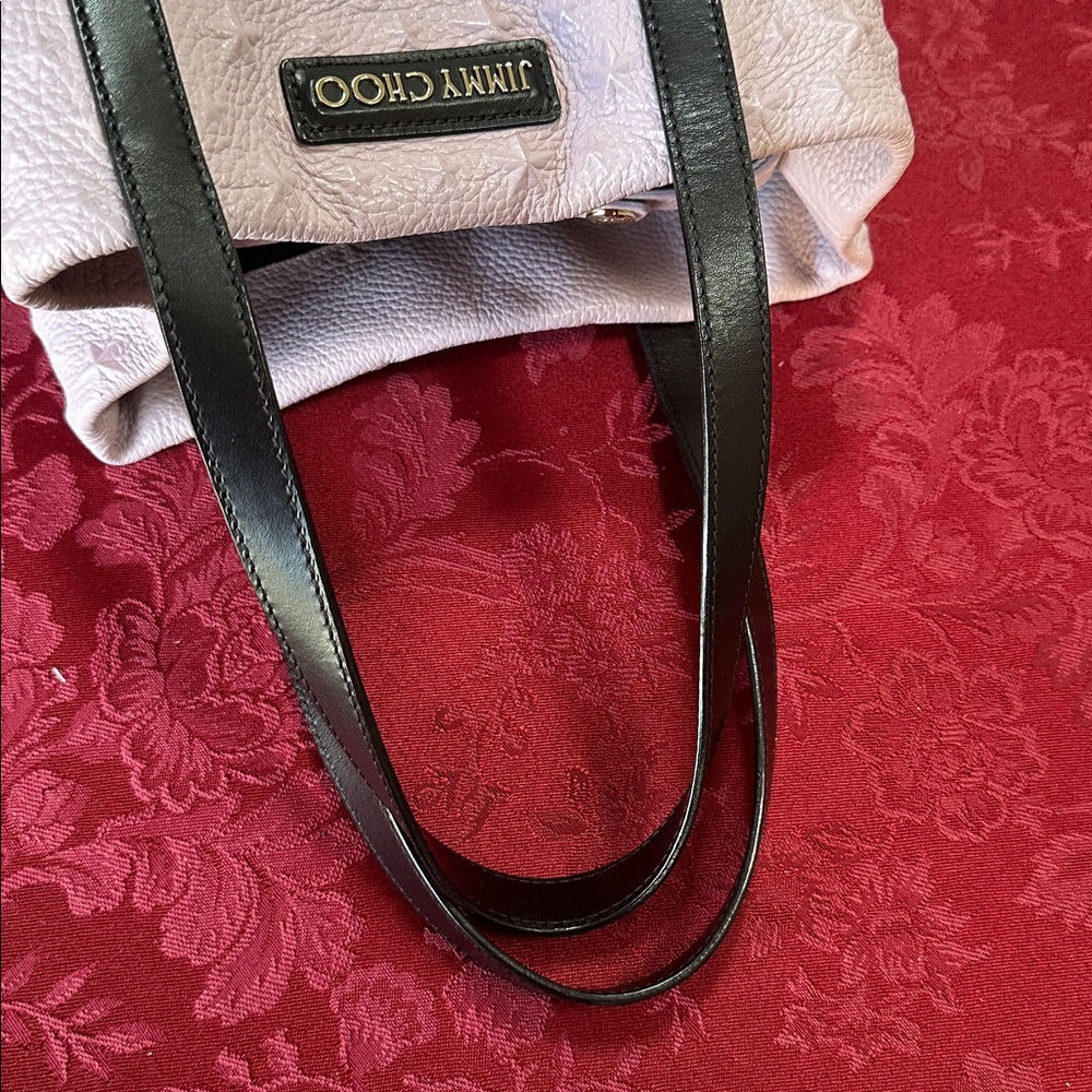 Jimmy Choo Lavender & Black Star Embossed Leather Small Tote - Like New - Picture 5 of 12